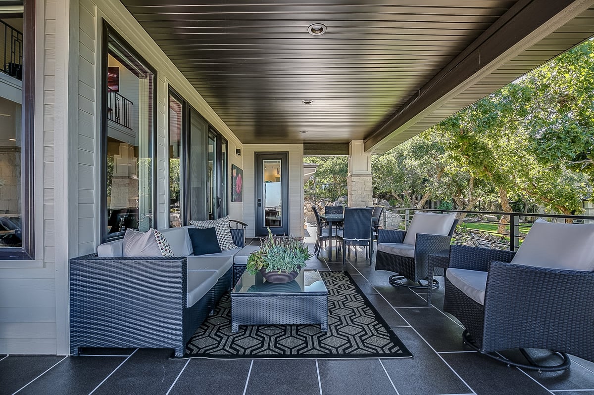 Texas covered patio backyard entertaining space