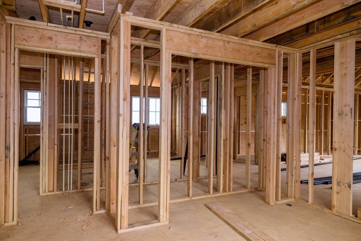 Framing beam of new house under construction home beam construction