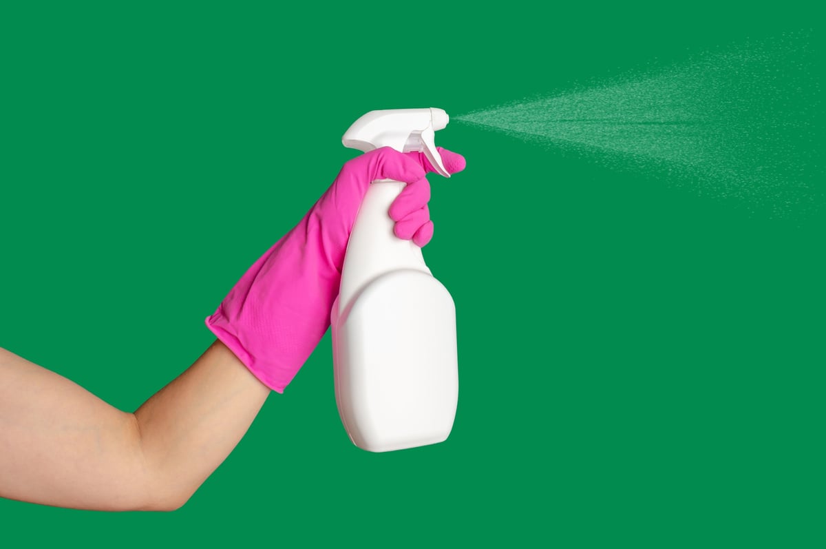 House Cleaning The Woodlands TX professional deep cleaning with spray and protective glove for move-in sanitation