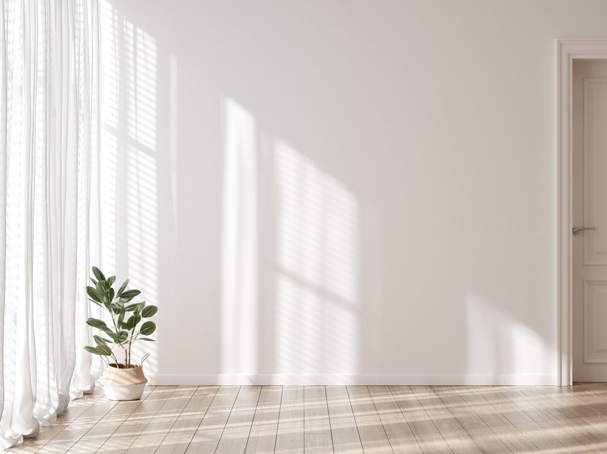 Contemporary empty home interior wall mock-up, 3d render