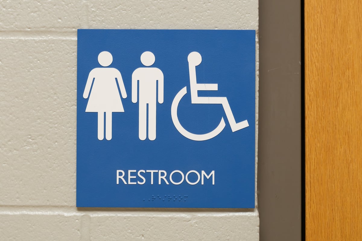 Accessible bathroom sign indicating facilities for handicap accessibility